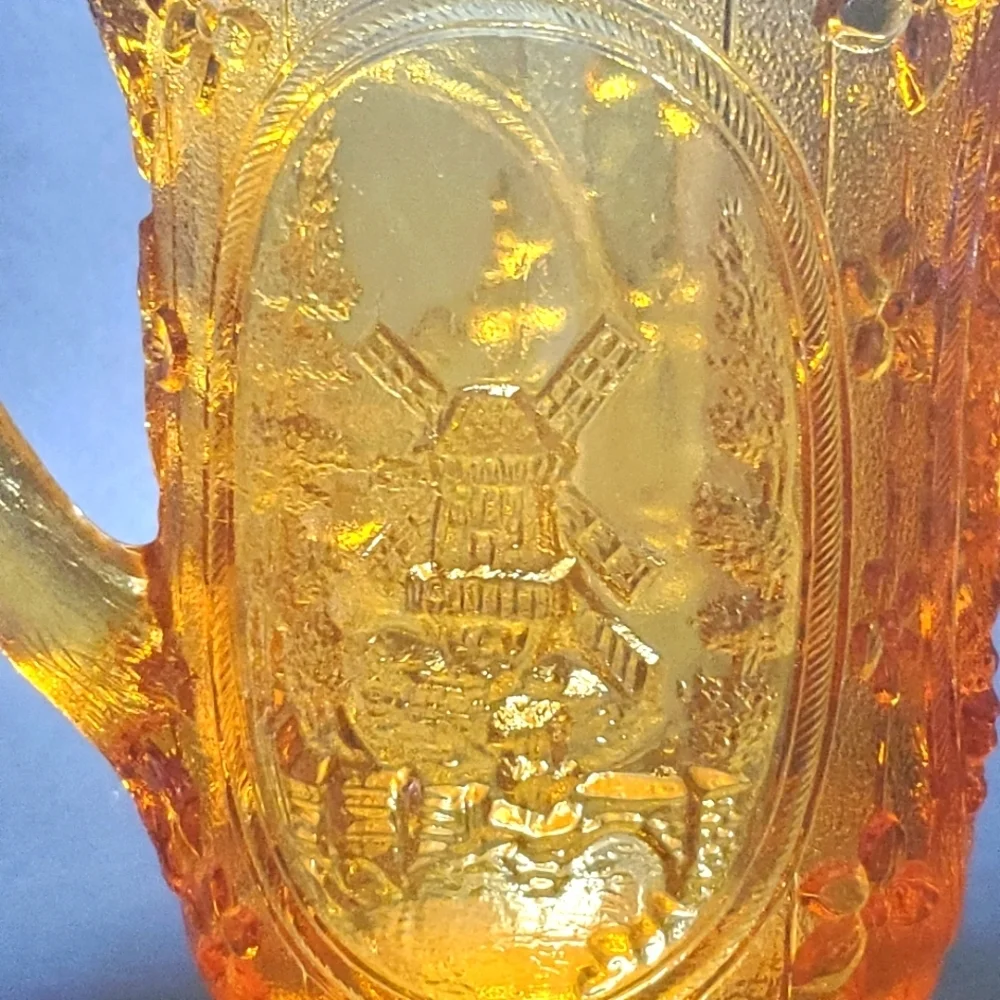 VINTAGE Imperial Glass Windmill Marigold Carnival Glass Pitcher EUC